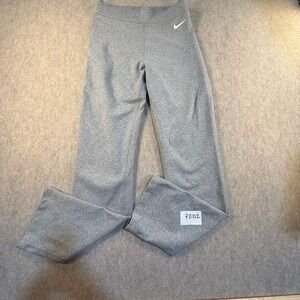 Nike Womens Gray Heathered Bootcut Yoga Pants Size Medium Swoosh Logo P0102